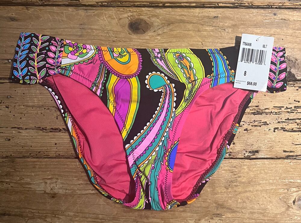 Tina Turk Womens Size L Black Multicolor Bikini Bottom NWT